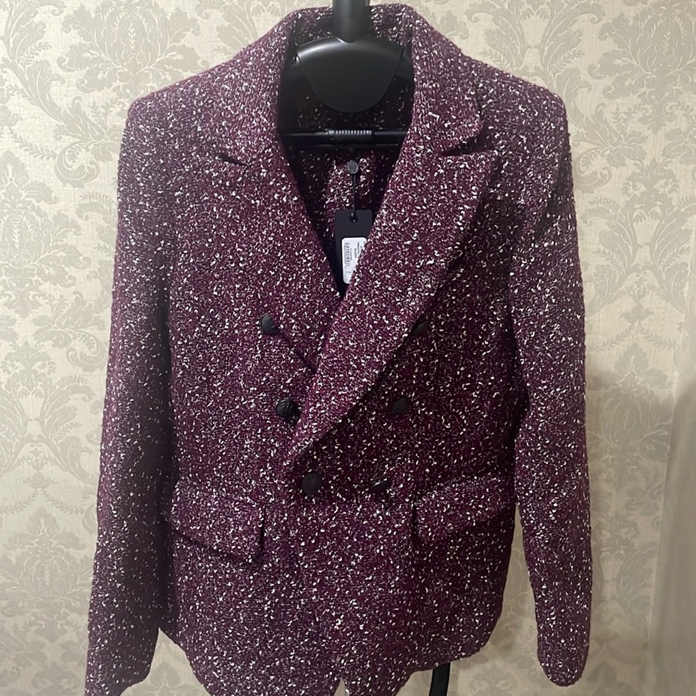 Rag & Bone Burgundy Preston Tweed Blazer
